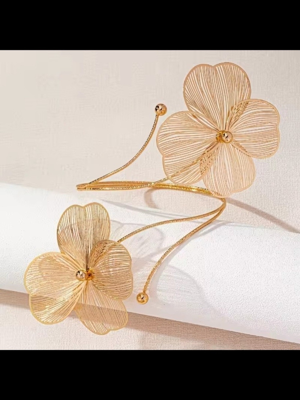 Floral Bendable Gold Arm Cuff